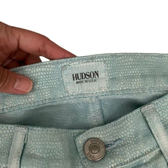 Hudson Nico Midrise Super Skinny Jeans, mint green/black python print sz 26 - Picture 4 of 11